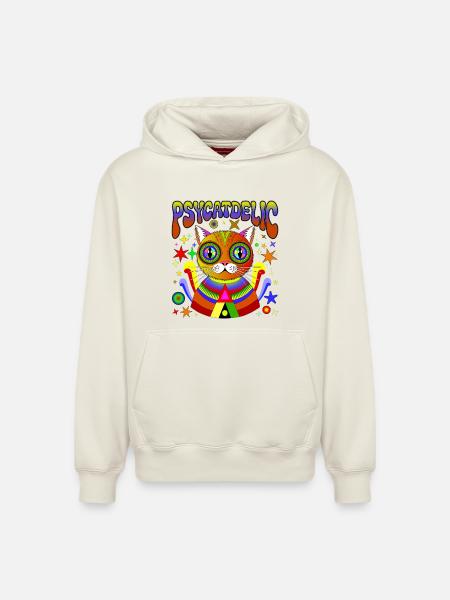 PSYCATDELIC - Relaxed Unisex Organic Hoodie – by SPREAD - off white