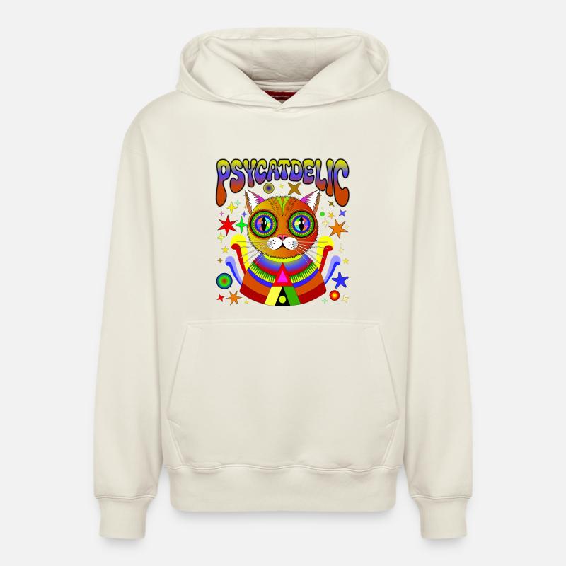 PSYCATDELIC - Sweat à capuche unisexe décontracté en coton biologique – de SPREAD - blanc cassé