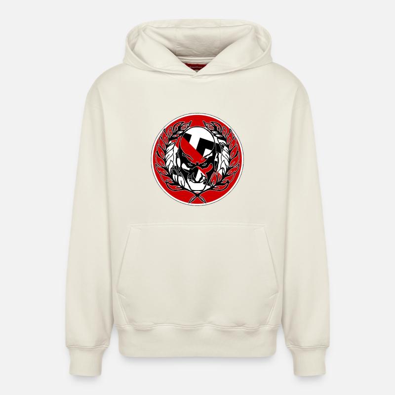 Kriegerischer Samurai Emblem - Relaxed Unisex Organic Hoodie – von SPREAD - Naturweiß
