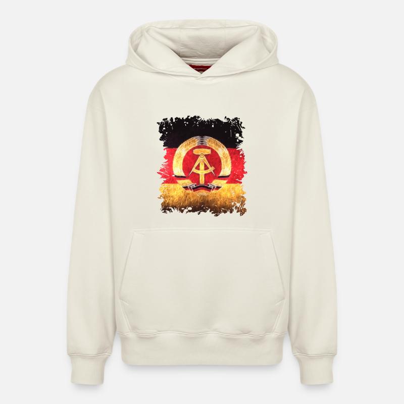 Drapeau de la RDA - Sweat à capuche unisexe décontracté en coton biologique – de SPREAD - blanc cassé