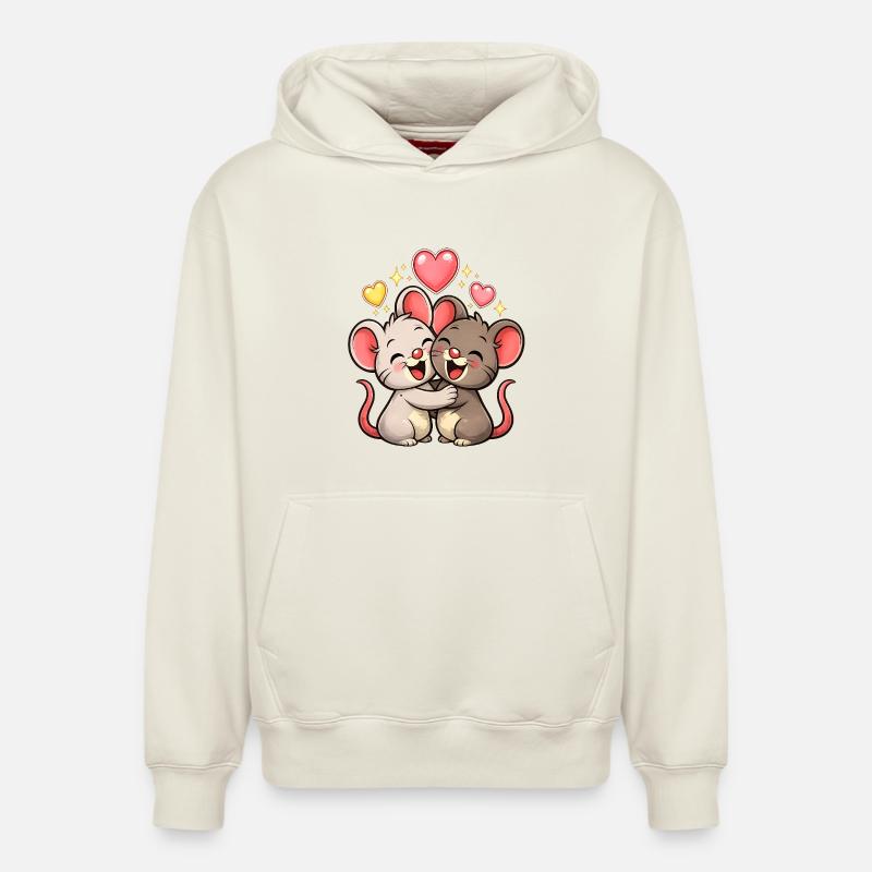 Amour - Sweat à capuche unisexe décontracté en coton biologique – de SPREAD - blanc cassé