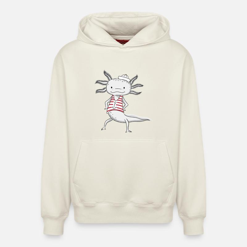 Marin Axolotl - Sweat à capuche unisexe décontracté en coton biologique – de SPREAD - blanc cassé