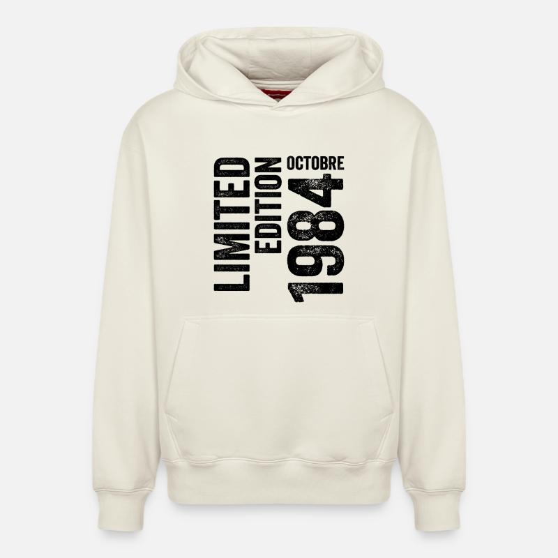 1984 - Sweat à capuche unisexe décontracté en coton biologique – de SPREAD - blanc cassé
