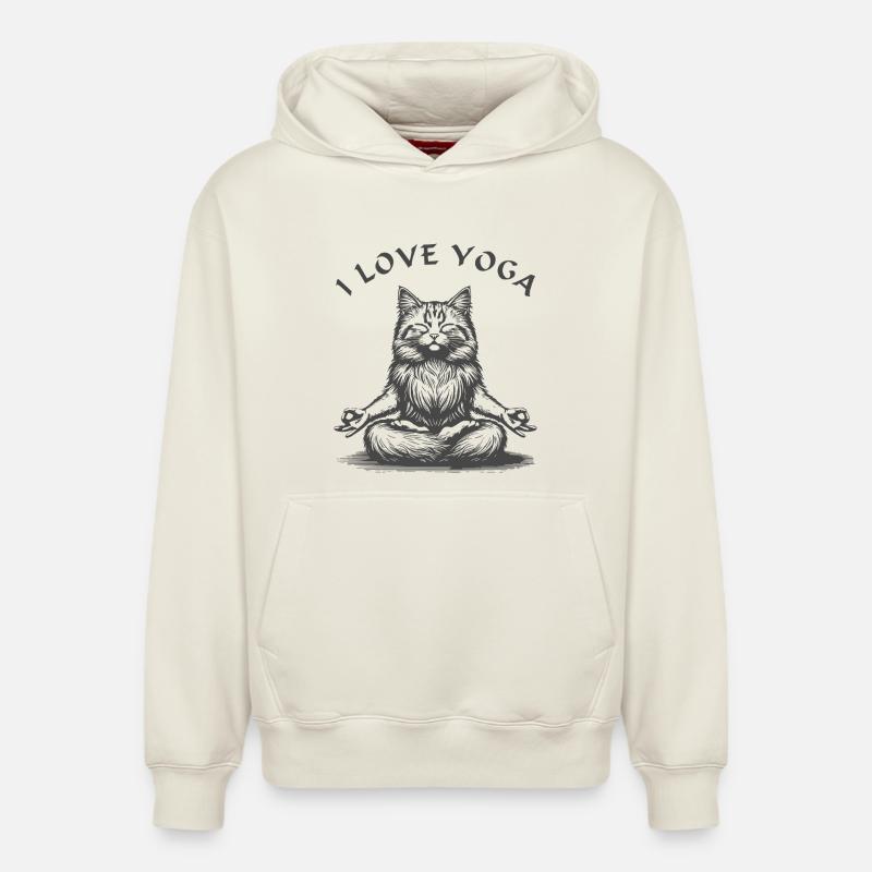 ChatsYoga Lotus Pose - Sweat à capuche unisexe décontracté en coton biologique – de SPREAD - blanc cassé