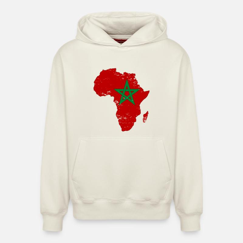 Pavillon du Maroc Afrique - Sweat à capuche unisexe décontracté en coton biologique – de SPREAD - blanc cassé