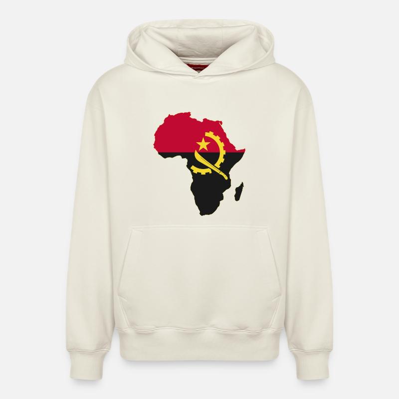 Drapeau angolais : Afrique utilisée - Sweat à capuche unisexe décontracté en coton biologique – de SPREAD - blanc cassé