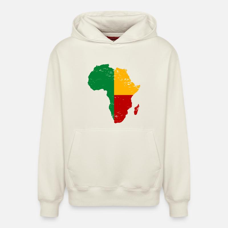 Drapeau du Bénin Afrique utilisé - Sweat à capuche unisexe décontracté en coton biologique – de SPREAD - blanc cassé