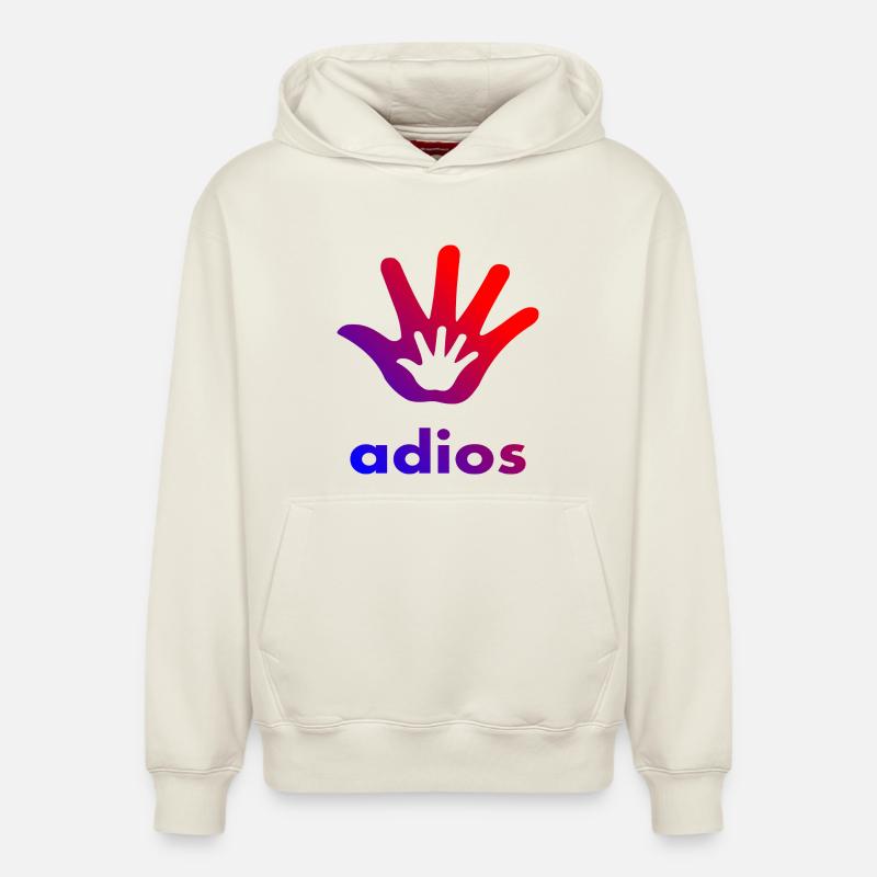 Main Adios - Sweat à capuche unisexe décontracté en coton biologique – de SPREAD - blanc cassé