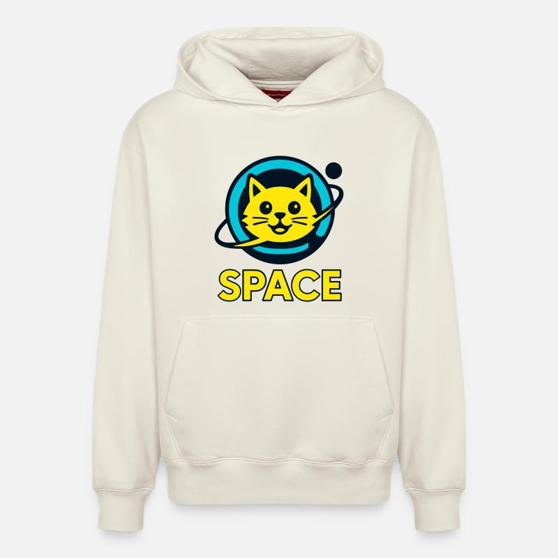 Chat de l’espace - Sweat à capuche unisexe décontracté en coton biologique – de SPREAD - blanc cassé