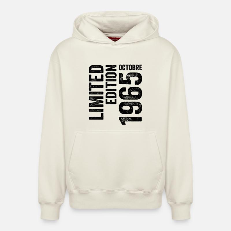 1965 - Sweat à capuche unisexe décontracté en coton biologique – de SPREAD - blanc cassé
