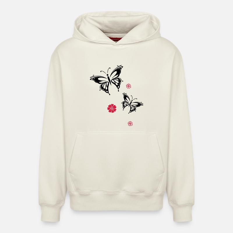 papillons fleurs fleurs insectes été - Sweat à capuche unisexe décontracté en coton biologique – de SPREAD - blanc cassé