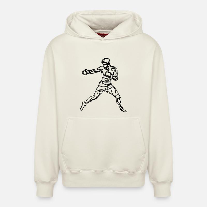 Dessin de boxe - Sweat à capuche unisexe décontracté en coton biologique – de SPREAD - blanc cassé