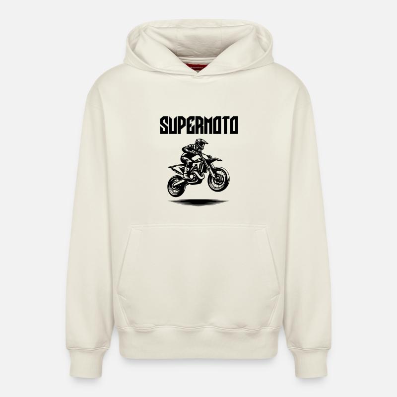 Conception Supermotard - Sweat à capuche unisexe décontracté en coton biologique – de SPREAD - blanc cassé