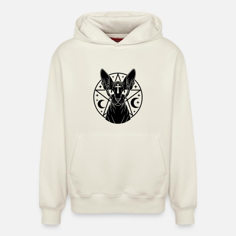 Occulte Sphynx Cat - Sweat à capuche unisexe décontracté en coton biologique – de SPREAD - blanc cassé