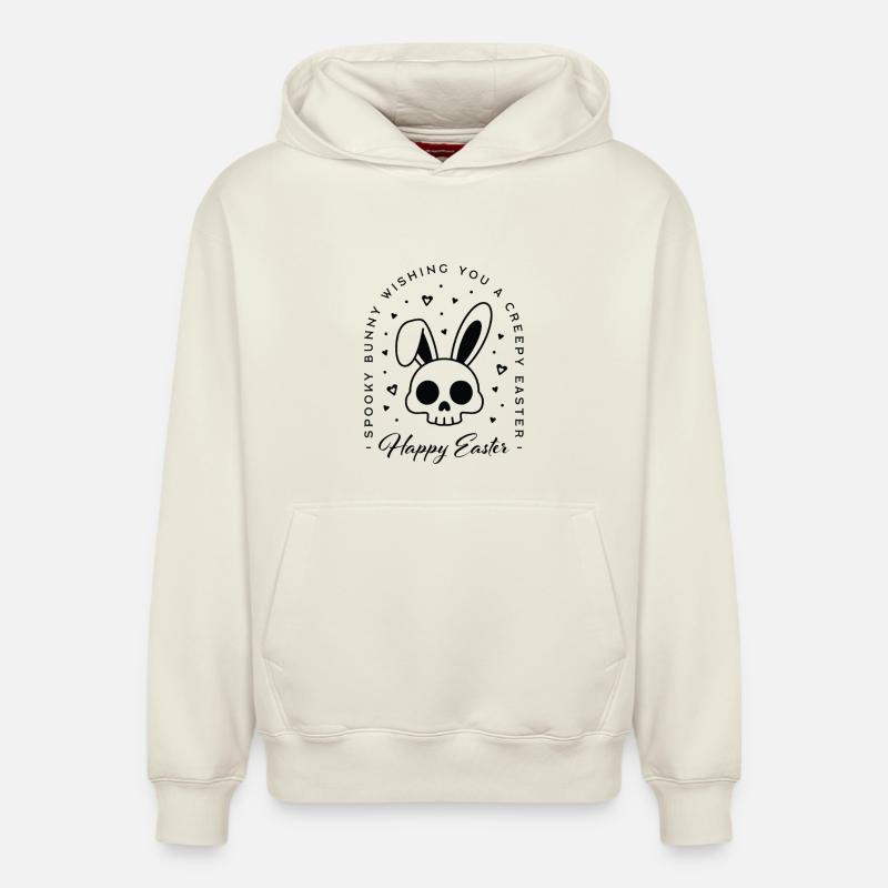 Joyeuses Pâques, vœux flippants lapin - Sweat à capuche unisexe décontracté en coton biologique – de SPREAD - blanc cassé