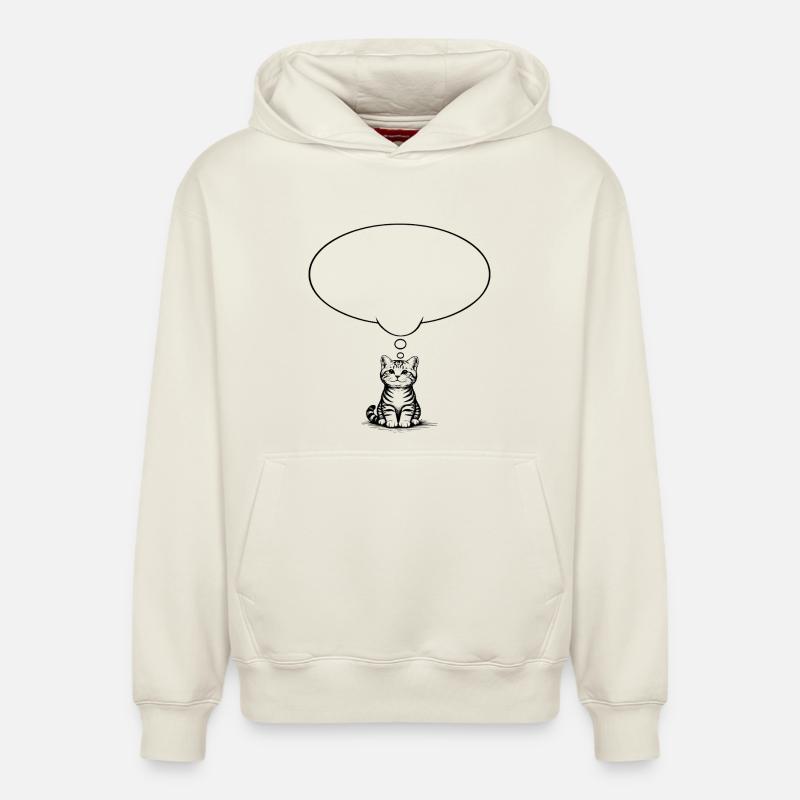 Katzenbaby_sitzend_mit_Denkblase - Sweat à capuche unisexe décontracté en coton biologique – de SPREAD - blanc cassé