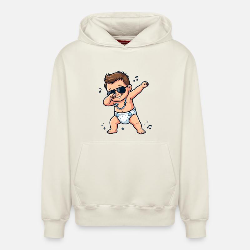 Bébé mignon – garçon brun - Sweat à capuche unisexe décontracté en coton biologique – de SPREAD - blanc cassé