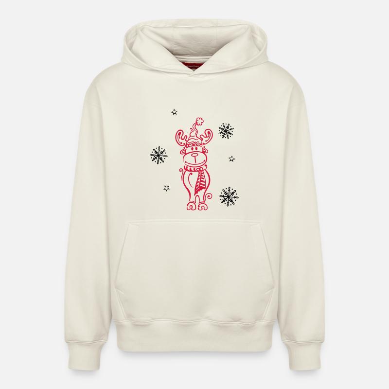 Wapiti, rennes avec des flocons - Sweat à capuche unisexe décontracté en coton biologique – de SPREAD - blanc cassé