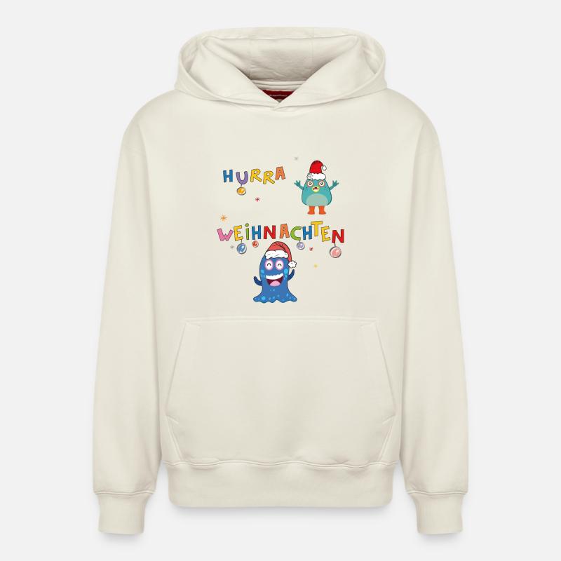 Hourra Noël - Sweat à capuche unisexe décontracté en coton biologique – de SPREAD - blanc cassé
