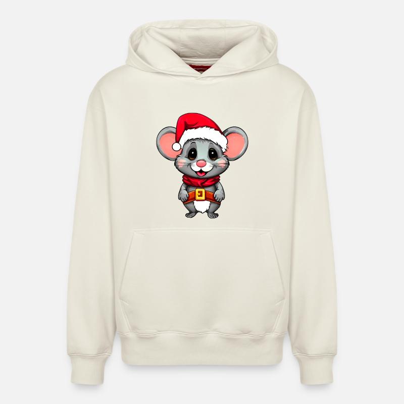 Souris Noël - Sweat à capuche unisexe décontracté en coton biologique – de SPREAD - blanc cassé