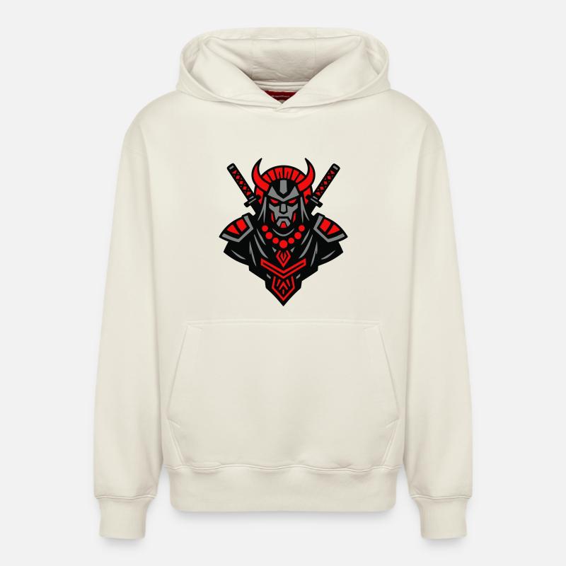 Samurai Devil Warrior - Relaxed Unisex Organic Hoodie – von SPREAD - Naturweiß