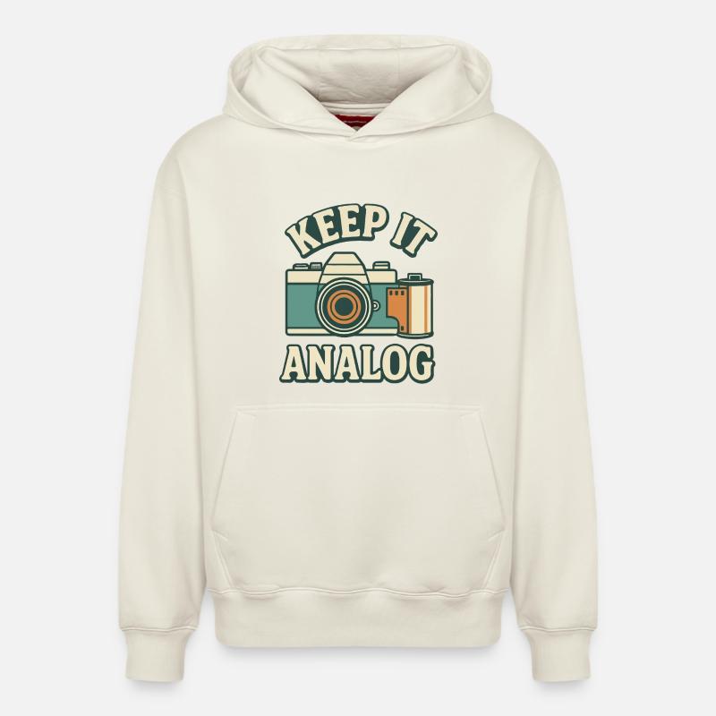 Restez analogique - Sweat à capuche unisexe décontracté en coton biologique – de SPREAD - blanc cassé