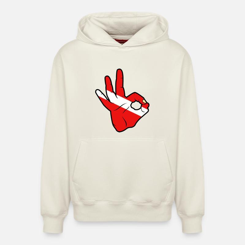 Ok Plongée Sous-Marine - Sweat à capuche unisexe décontracté en coton biologique – de SPREAD - blanc cassé