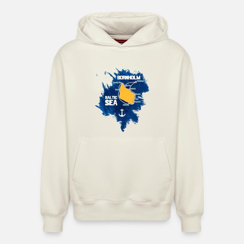 Bornholm Mer Baltique - Sweat à capuche unisexe décontracté en coton biologique – de SPREAD - blanc cassé