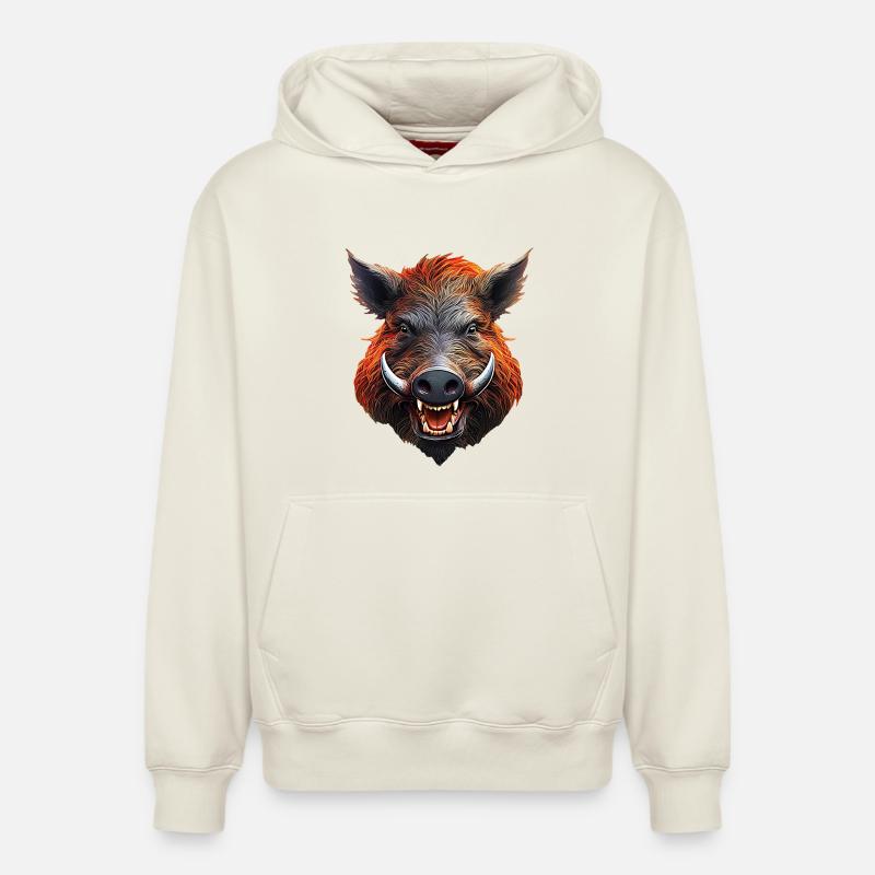 Sanglier - Sweat à capuche unisexe décontracté en coton biologique – de SPREAD - blanc cassé