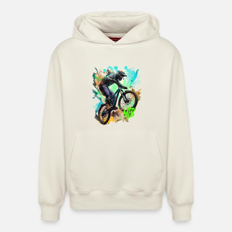 Vélo VTT - Sweat à capuche unisexe décontracté en coton biologique – de SPREAD - blanc cassé