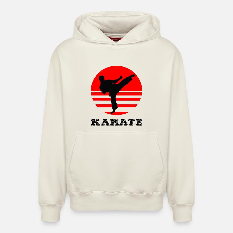 karaté - Sweat à capuche unisexe décontracté en coton biologique – de SPREAD - blanc cassé