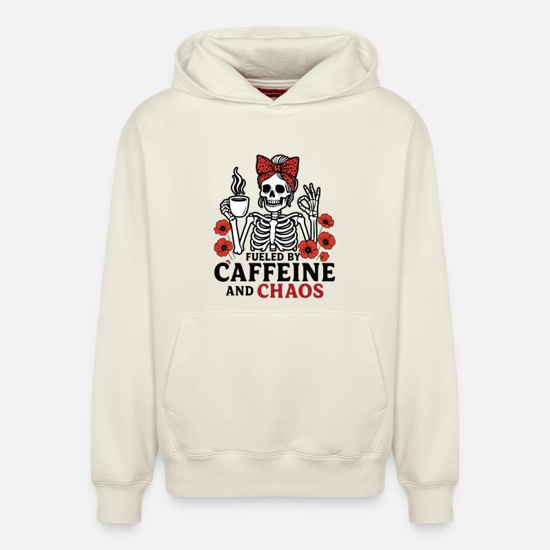Mutter Koffein Mutter Skelett Kaffee - Relaxed Unisex Organic Hoodie – von SPREAD - Naturweiß