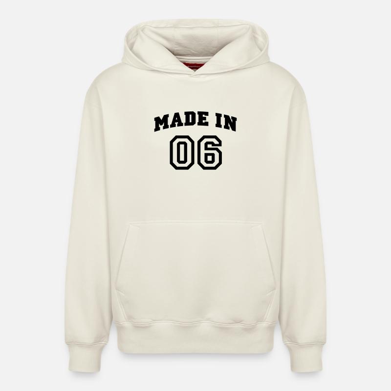 mp_madein06a - Relaxed Unisex Organic Hoodie – von SPREAD - Naturweiß