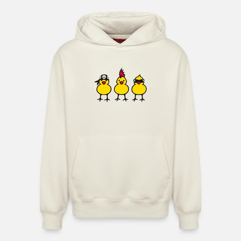 Three Chicks - Relaxed Unisex Organic Hoodie – von SPREAD - Naturweiß