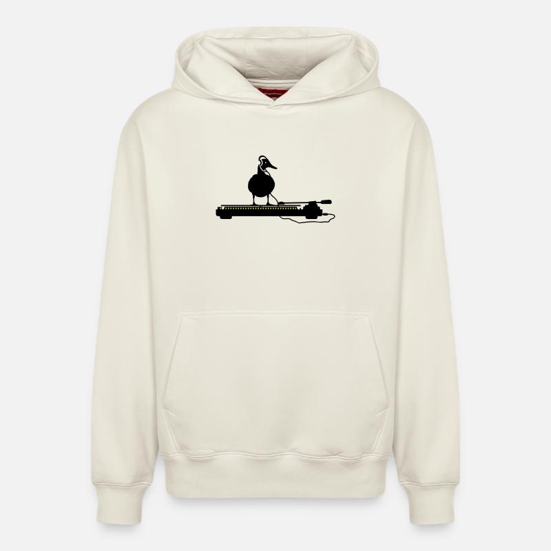 disco duck turntable - Sweat à capuche unisexe décontracté en coton biologique – de SPREAD - blanc cassé