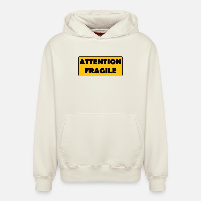 Attention Fragile - Sweat à capuche unisexe décontracté en coton biologique – de SPREAD - blanc cassé