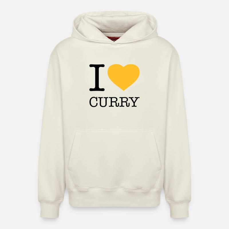 J’ADORE LE CURRY - Sweat à capuche unisexe décontracté en coton biologique – de SPREAD - blanc cassé