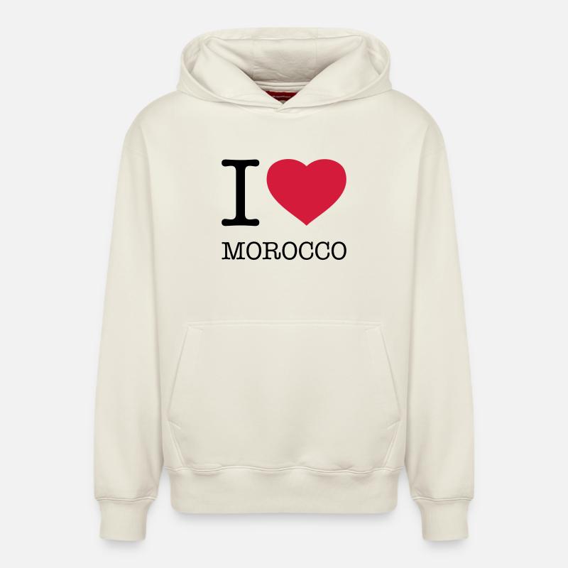 J’AIME LE MAROC Marokko - Sweat à capuche unisexe décontracté en coton biologique – de SPREAD - blanc cassé