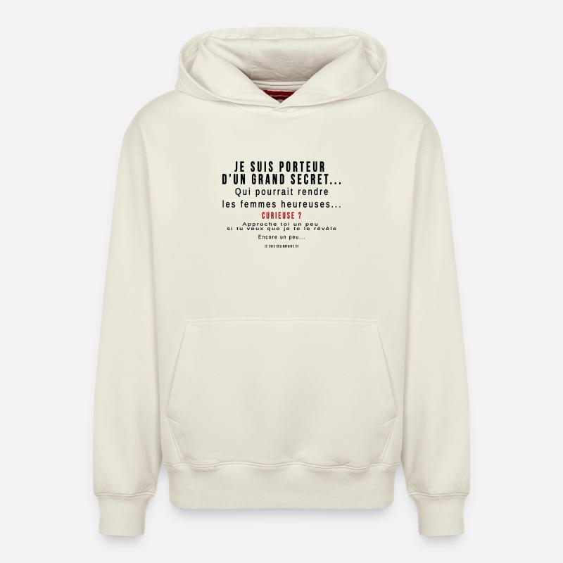 Curieuse ? Secret dévoilé - Sweat à capuche unisexe décontracté en coton biologique – de SPREAD - blanc cassé