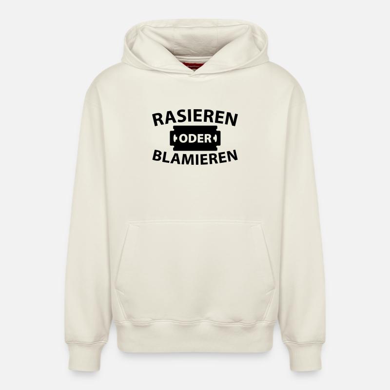 Rasieren oder blamieren - Relaxed Unisex Organic Hoodie – von SPREAD - Naturweiß