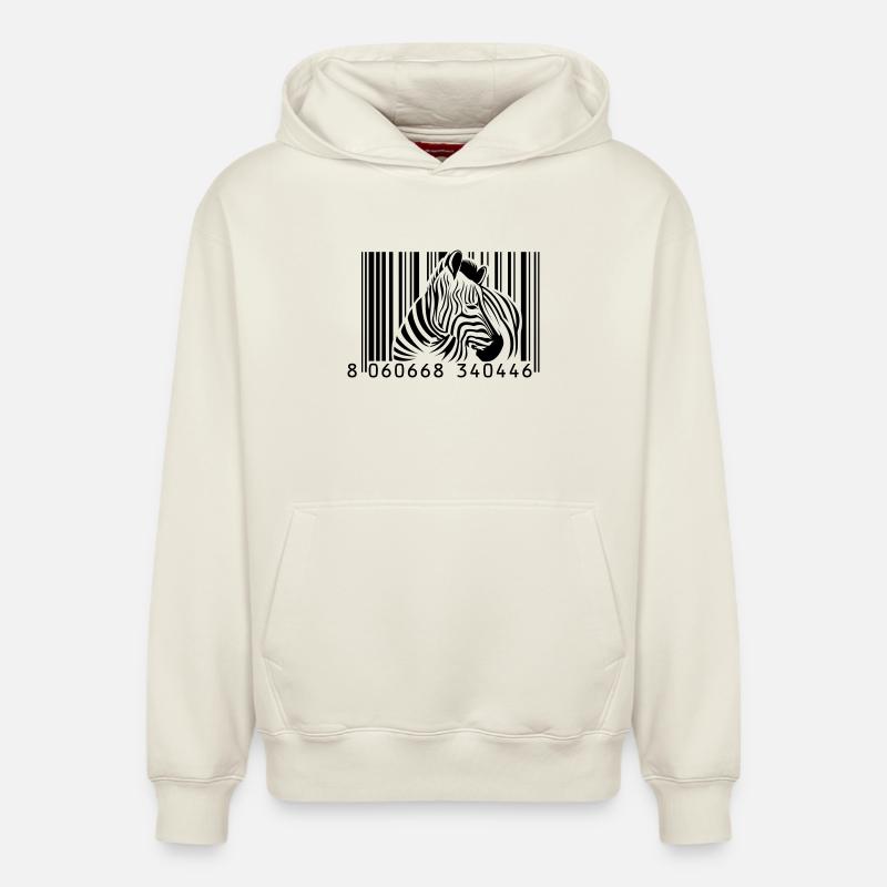 Barcode Zebra - Relaxed Unisex Organic Hoodie – von SPREAD - Naturweiß