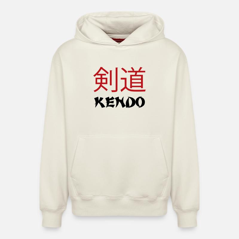 Kendo - Sweat à capuche unisexe décontracté en coton biologique – de SPREAD - blanc cassé