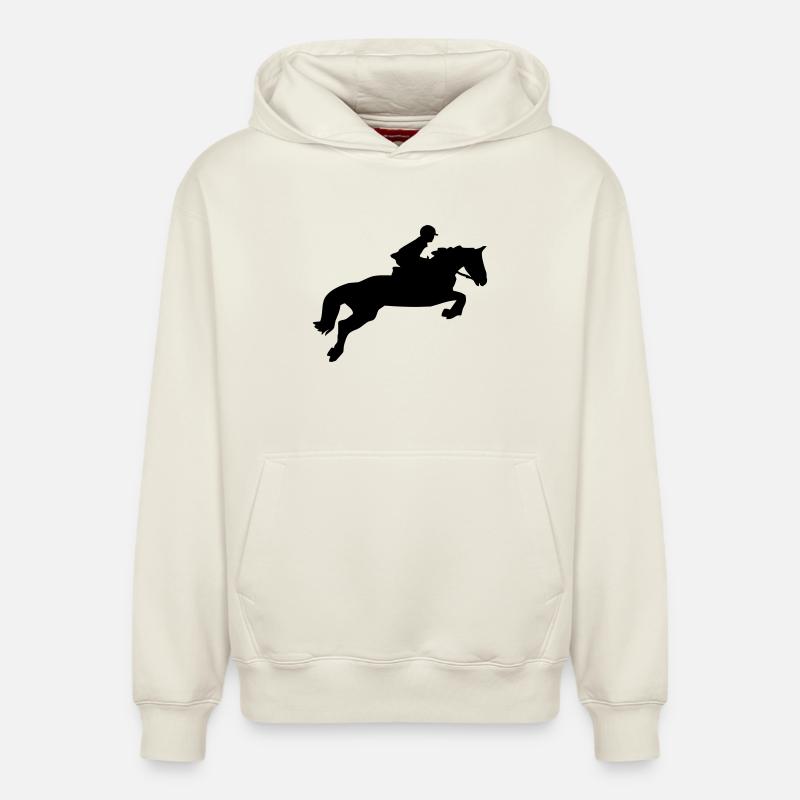 Un cheval sautant - Sweat à capuche unisexe décontracté en coton biologique – de SPREAD - blanc cassé