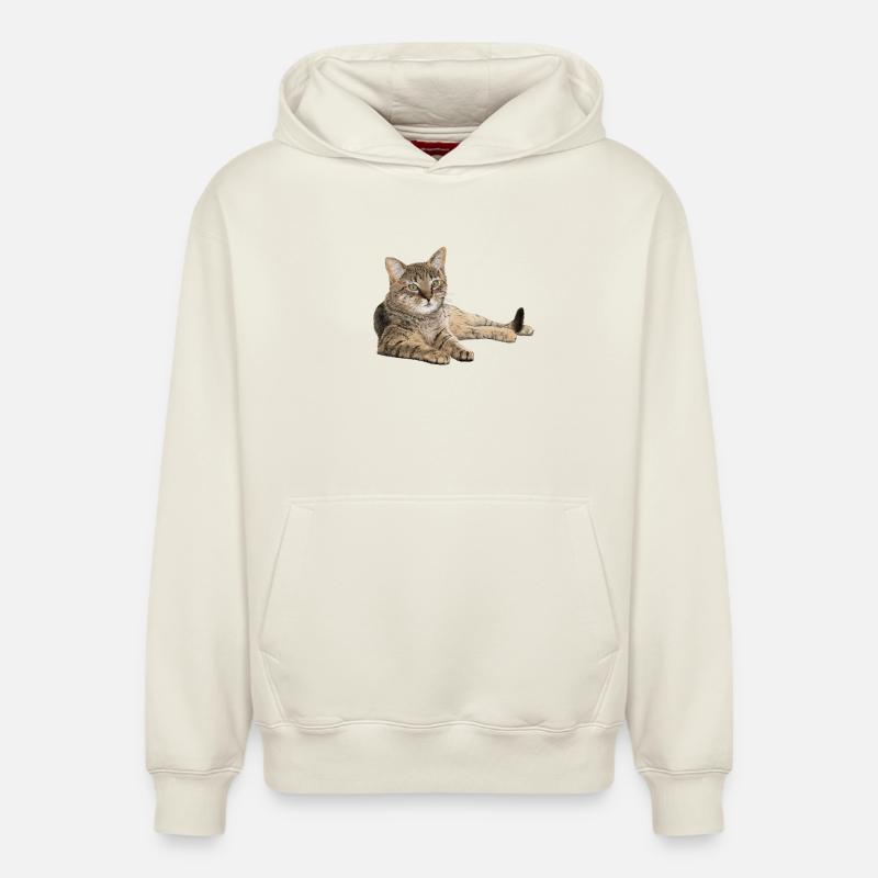 Cat - Sweat à capuche unisexe décontracté en coton biologique – de SPREAD - blanc cassé