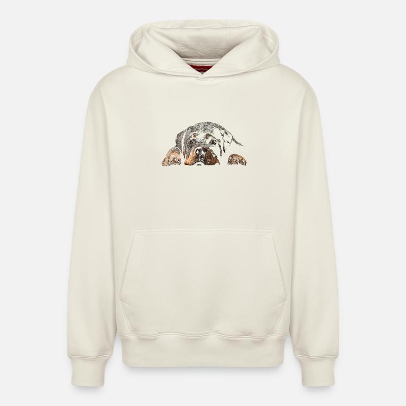 Rottweiler - Sweat à capuche unisexe décontracté en coton biologique – de SPREAD - blanc cassé