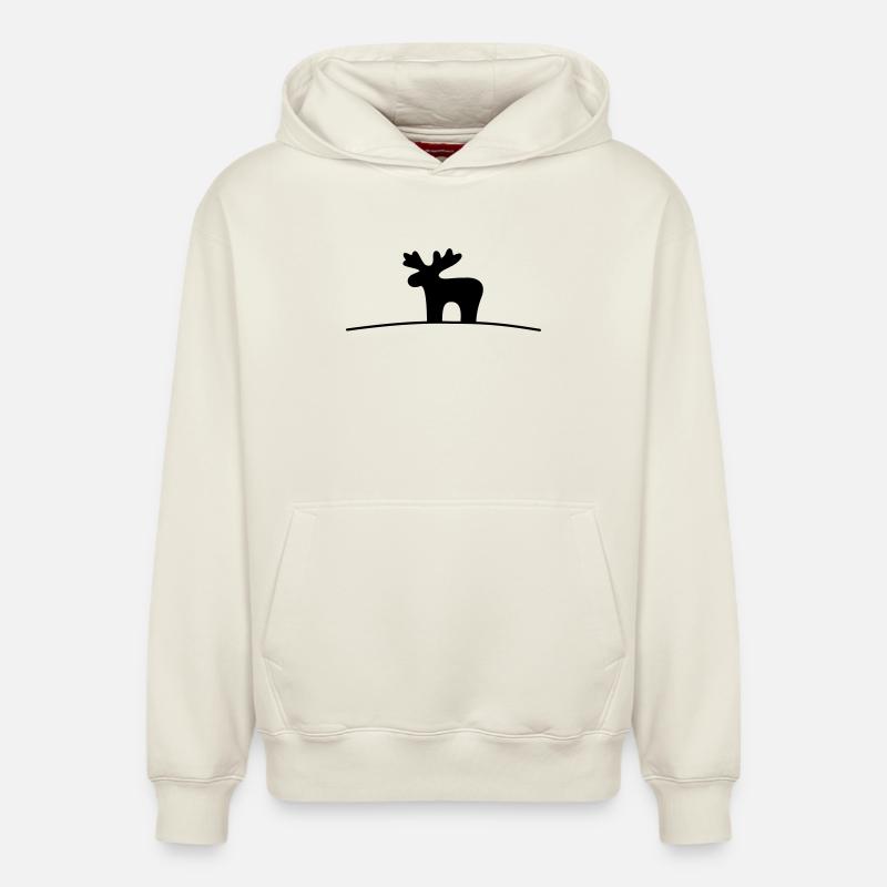 Idée cadeau silhouette Moose Noël - Sweat à capuche unisexe décontracté en coton biologique – de SPREAD - blanc cassé