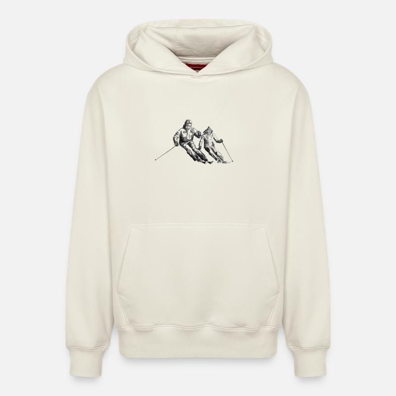 Ski Paar - Sweat à capuche unisexe décontracté en coton biologique – de SPREAD - blanc cassé