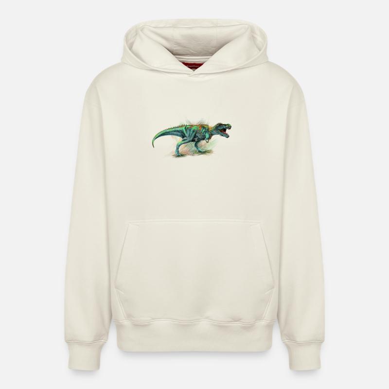 Dinosaur - Sweat à capuche unisexe décontracté en coton biologique – de SPREAD - blanc cassé