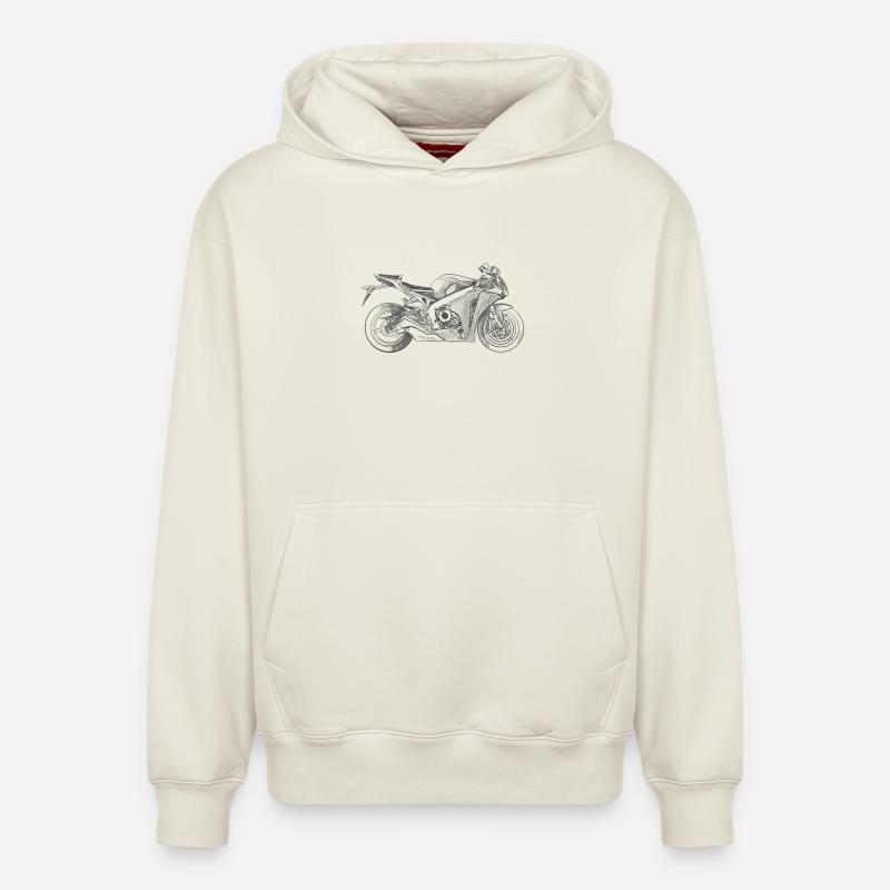 Motorcycle - Sweat à capuche unisexe décontracté en coton biologique – de SPREAD - blanc cassé
