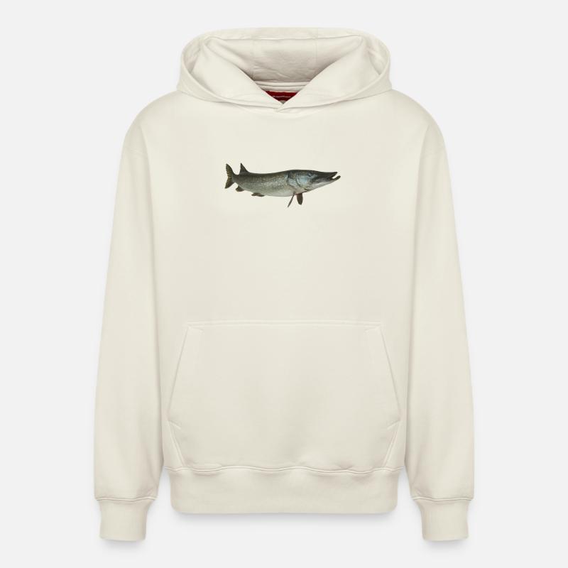 Brochet - Sweat à capuche unisexe décontracté en coton biologique – de SPREAD - blanc cassé
